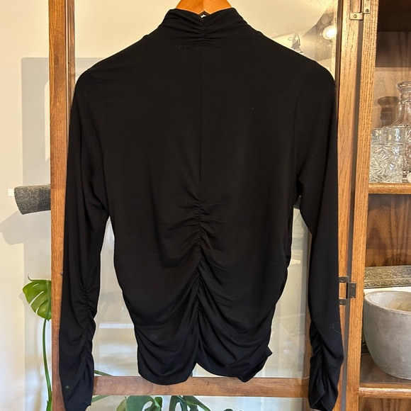 FRAME Felicity Black Ruched Jersey Keyhole Top - Picture 3 of 9